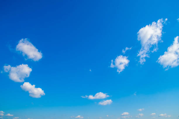 istock Blue sky with small and rare clouds. Summer background with empty space for text. 2157955649
