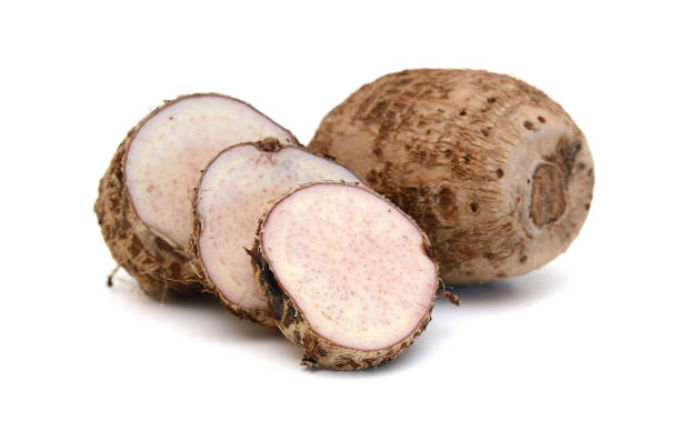 istock Closeup of taro on white background 2157961036