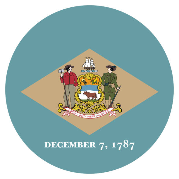 istock Delaware flag. Delaware circle flag. Flag of the state of Delaware. 2157963302