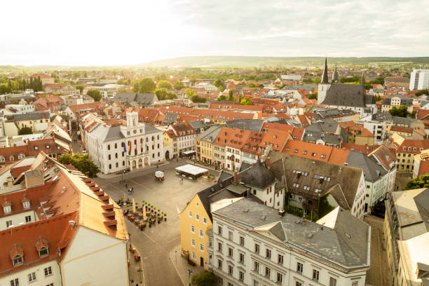 Aerial view of Weimar in the evening light
