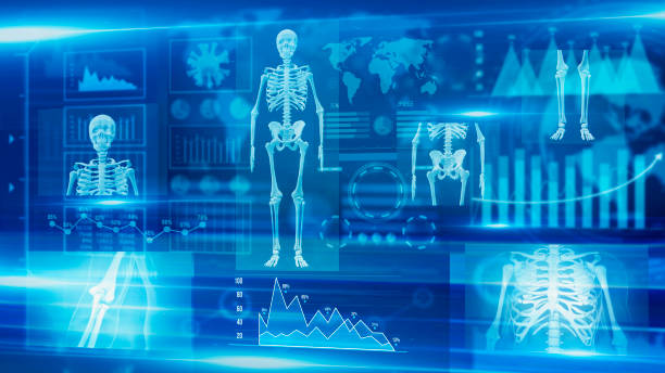 DNA. Digital healthcare and network connection on hologram modern virtual screen interface, Skelton Analysis Virtual Reality.