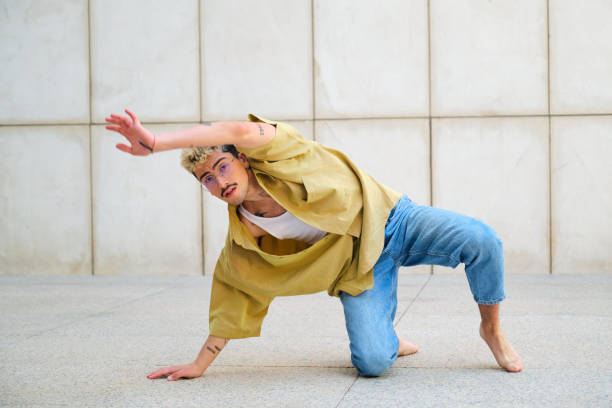istock Young man with dyed hair is dancing contemporary dance 2157972109