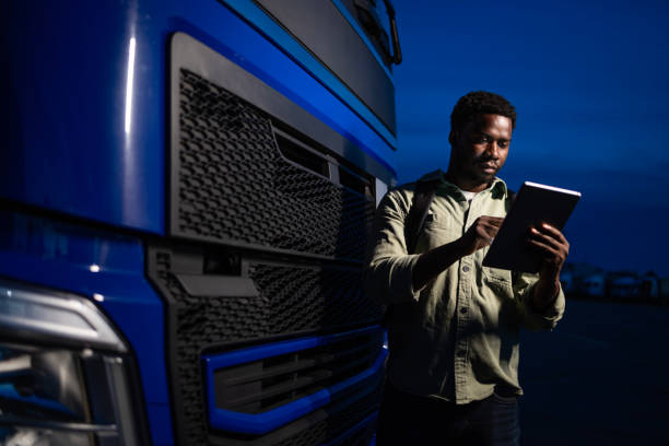 istock Truck GPS navigation equipment. 2157973395