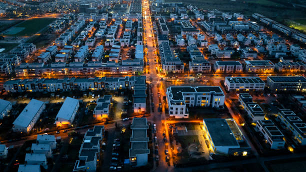 istock Residential district at dusk 2157976937