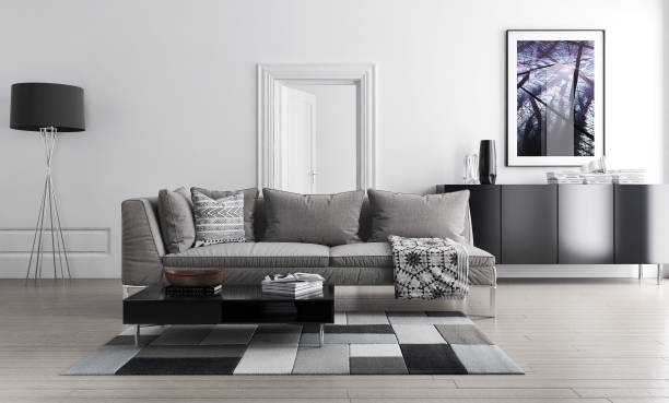 istock Large luxury modern bright interiors Living room mockup illustration 3D rendering image 2157977371