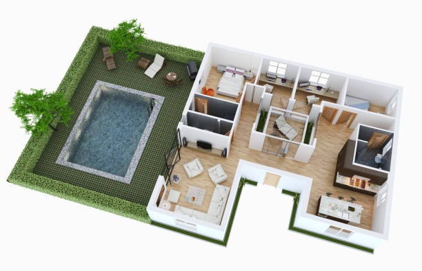istock Large luxury modern bright interiors Living room mockup illustration 3D rendering image 2157977375