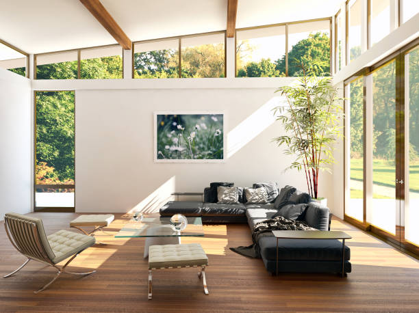 istock Large luxury modern bright interiors Living room mockup illustration 3D rendering image 2157977857