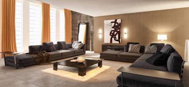 istock Large luxury modern bright interiors Living room mockup illustration 3D rendering image 2157977900