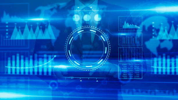 istock Graph chart with data, lines and numbers, earth globe and candlesticks.Business graph chart and big data dashboard with analysis and statistics, businessman people.   Graph chart with data, lines and numbers, earth globe and candlesticks. 2157979745