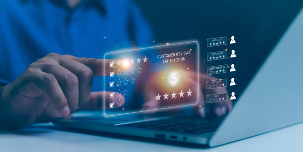 istock User give rating to service experience on online application, Evaluate quality of service leading to reputation ranking of business. Customer review satisfaction feedback survey concepts. 2157980182