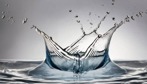 Water splash with drops isolated on white background
