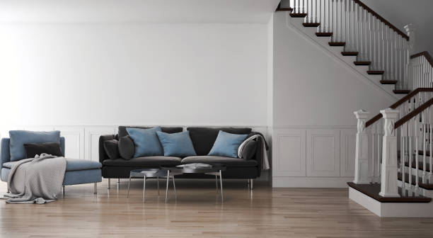 istock Large luxury modern bright interiors Living room mockup illustration 3D rendering image 2157981847