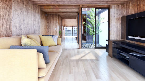 istock Large luxury modern bright interiors Living room mockup illustration 3D rendering image 2157981862