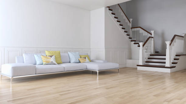 istock Large luxury modern bright interiors Living room mockup illustration 3D rendering image 2157981867