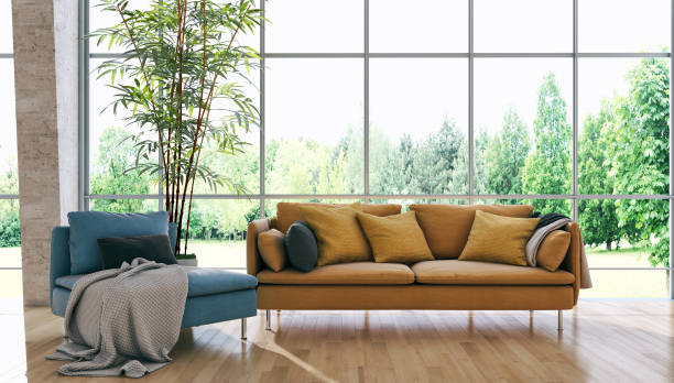 istock Large luxury modern bright interiors Living room mockup illustration 3D rendering image 2157981905
