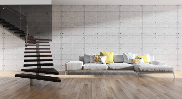 istock Large luxury modern bright interiors Living room mockup illustration 3D rendering image 2157982038