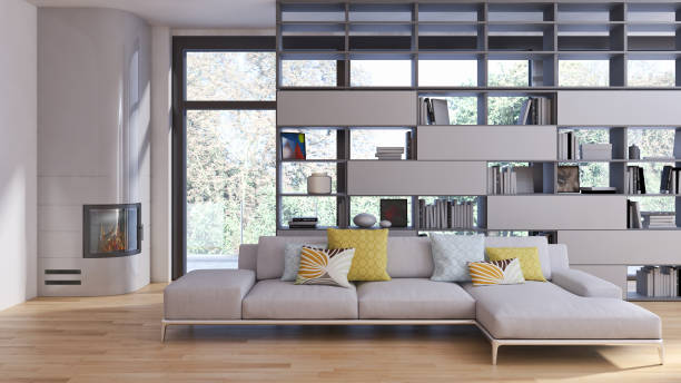 istock Large luxury modern bright interiors Living room mockup illustration 3D rendering image 2157982183