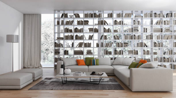 istock Large luxury modern bright interiors Living room mockup illustration 3D rendering image 2157982243