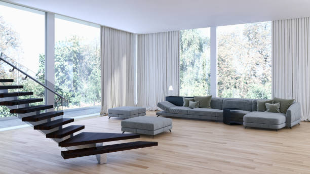 istock Large luxury modern bright interiors Living room mockup illustration 3D rendering image 2157982338