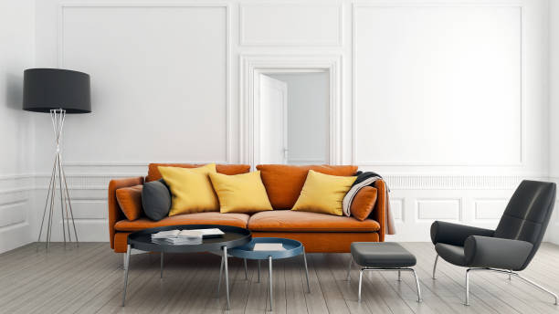 istock Large luxury modern bright interiors Living room mockup illustration 3D rendering image 2157982552