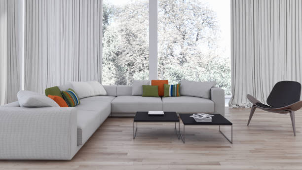 istock Large luxury modern bright interiors Living room mockup illustration 3D rendering image 2157982553
