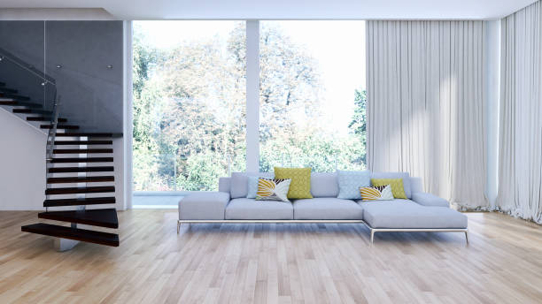 istock Large luxury modern bright interiors Living room mockup illustration 3D rendering image 2157982760