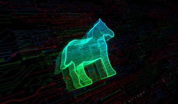 Computer generated 3D illustration with the Trojan Horse at Troy