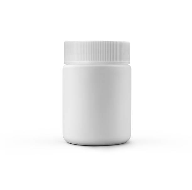 istock Medicine bottle with blank label on white background, 3d illustration, 3d rendering 2157984155