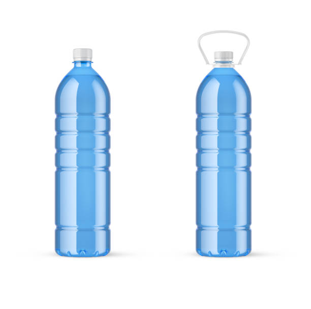 Various bottles of pure still water on white background