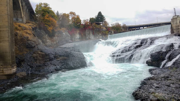 istock Waterfall in downtown Spokane on an overcast autumn day 2157988745