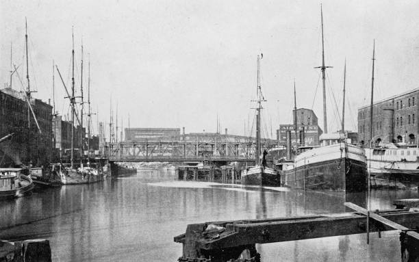istock Antique photograph of Chicago: Chicago River 2157989309