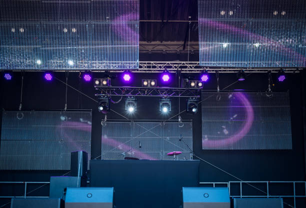 istock Online broadcast of an event, empty stage with stagecraft 2157989896