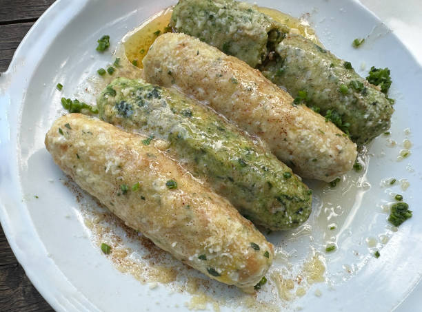istock Spinach dumplings and cheese dumplings on a plate 2157991595