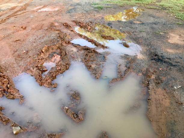 istock Mud. Mud on the floor. Wet clay. Mud Puddle. Rain water 2157999584