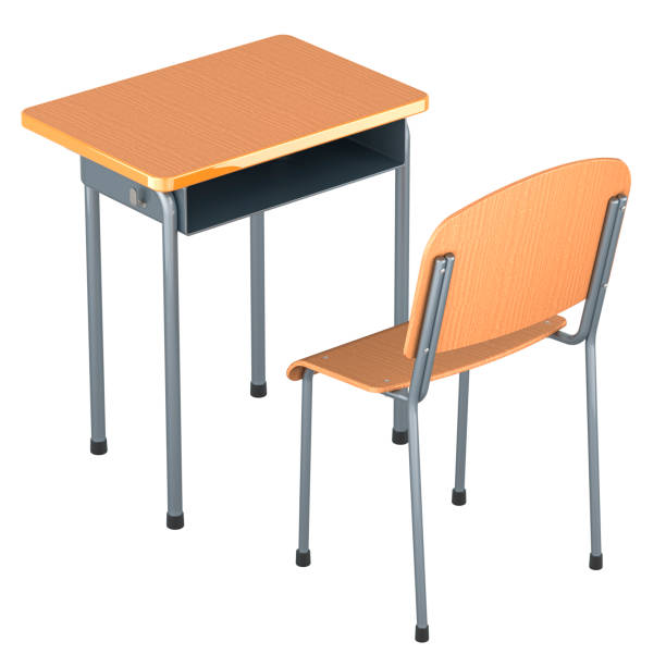 istock School desk with chair for one student, 3D rendering 2158000078