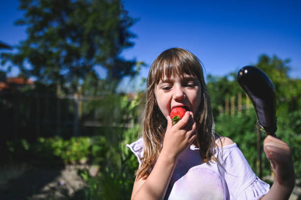 Fun and strawberries in summer.