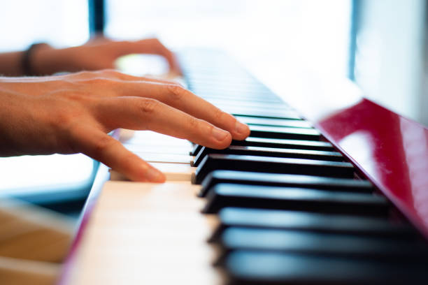 istock Music school. Playing the piano. Hands on keyboard 2158002136
