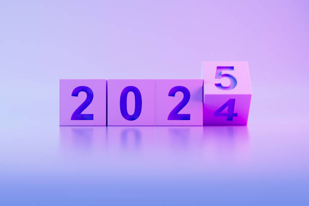 2025 new year in cube dice shape, changing from 2024 to 2025