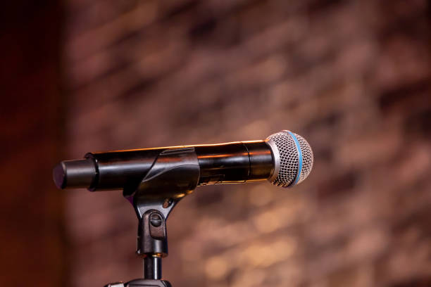 istock Microphone on stage before the performance of the artist 2158003818