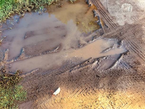 istock Mud. Mud on the floor. Wet clay. Mud Puddle. Rain water 2158005659