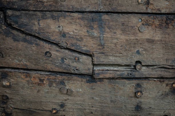 background of  old wooden shipwreck