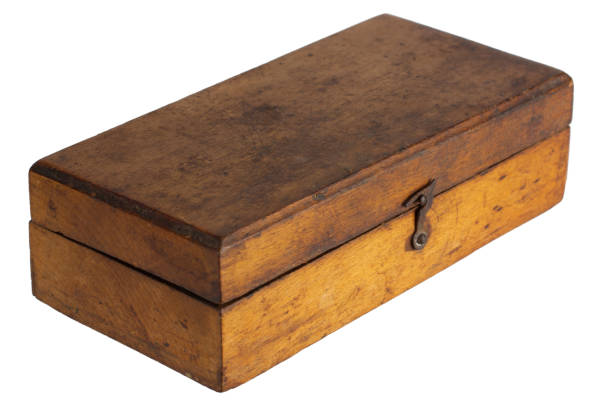 istock Vintage wooden box on white 2158022441