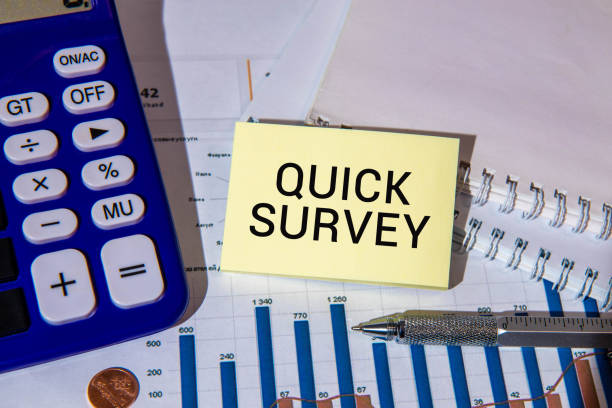 istock QUICK SURVEY text on a white paper. the inscription on the notebook. 2158026438