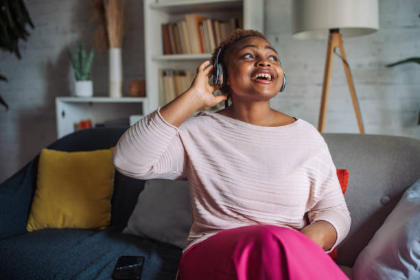 istock Unwinding at Home with Music 2158029090