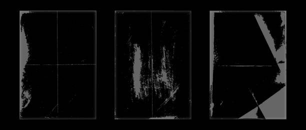 istock Rough grunge overlay set. Folded wrinkled paper photocopy texture collection. Old worn scratched crumpled background. Dirt grainy scanned wallpaper for poster, cover, frame, banner. Vector pack 2158038304