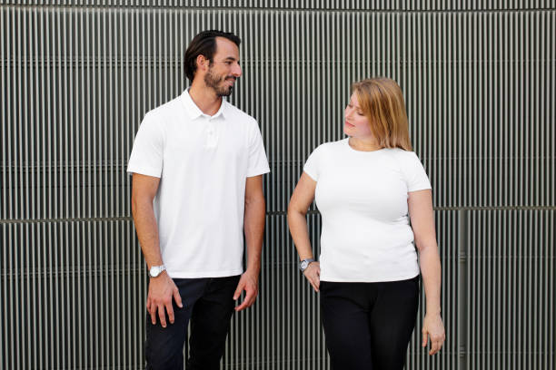 istock Basic white tops men and womens fashion apparel 2158039100