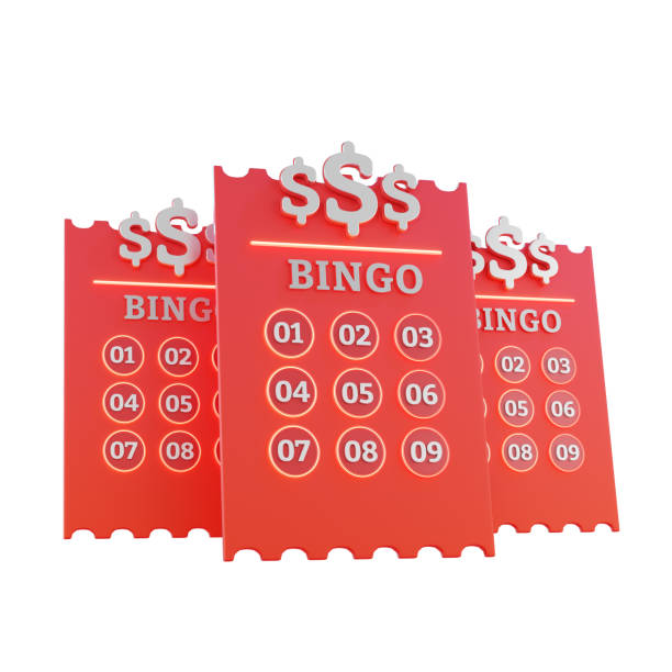 3d rendering icon of lottery ticket and lottery scratchers