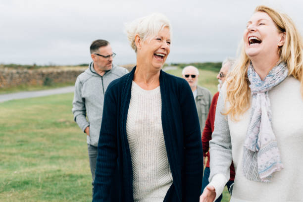 Group of elderly people enjoying together