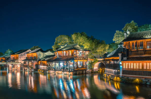 istock A Beautiful Historical Chinese water town at night 2158045593
