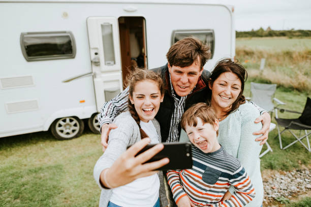 Happy family taking a selfie